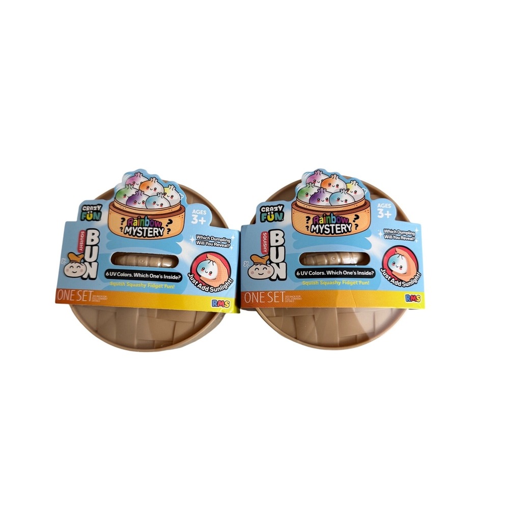 Crazy Fun Squishy Bun Viral Rainbow Mystery UV Dumpling Fidget Toy Set of 2 New
